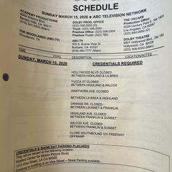 Oscars Show Day Manifest