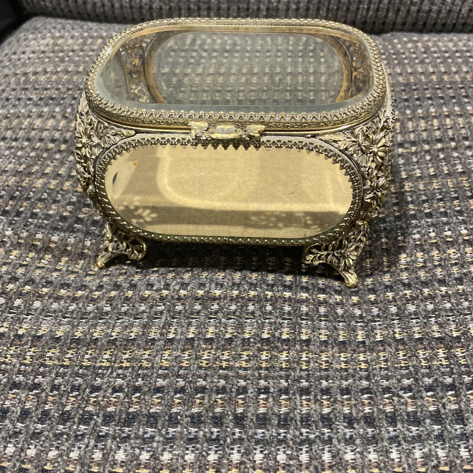 Awesome Mid Century Brass, And Glass Jewelry Box.