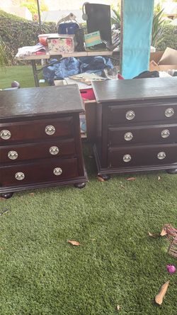 Matching Pair of Dark Wood Nightstands