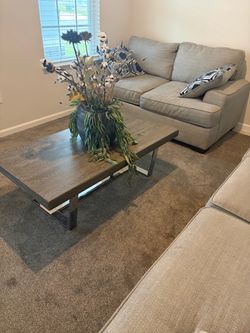 Grey Wood Coffee Table with Chrome Legs