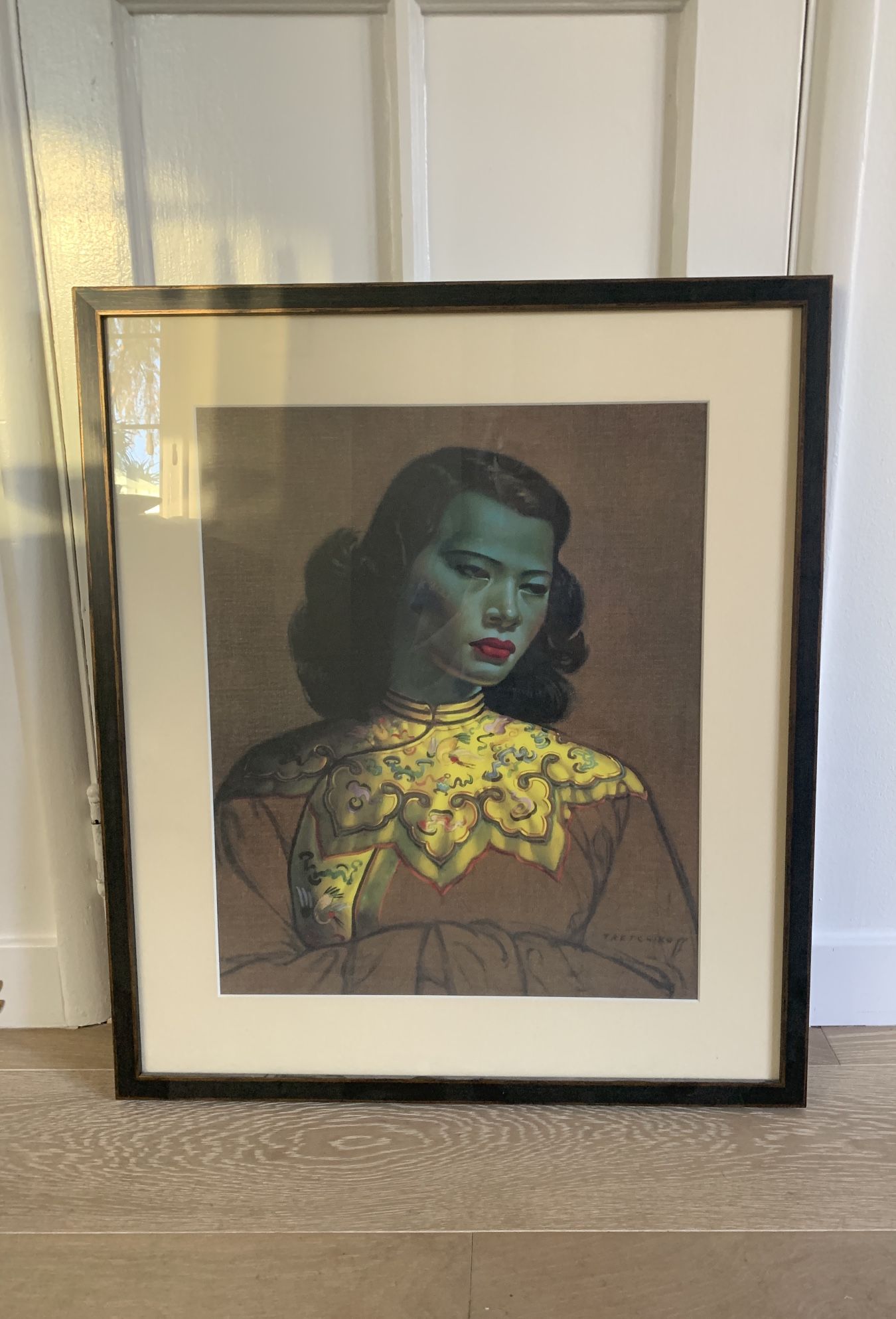 Large Framed Art Print MCM Classic Green Lady by Tretchikoff