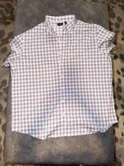 Van Heusen Men's Button-Down Plaid Shirt - White & Purple 3X