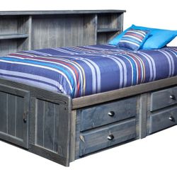 Gallery Furniture Turkey Creek Rustic Grey Full Captains Bed And Dresser
