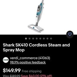 Shark SK410 Cordless Steam and Spray Mop