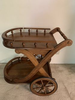 Vintage Oak Rolling Cart 