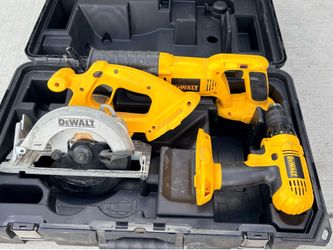 DeWalt 18V XRP Cordless Power Tool Set, a 3-tool combo kit featuring a drill, circular saw, and reciprocating saw