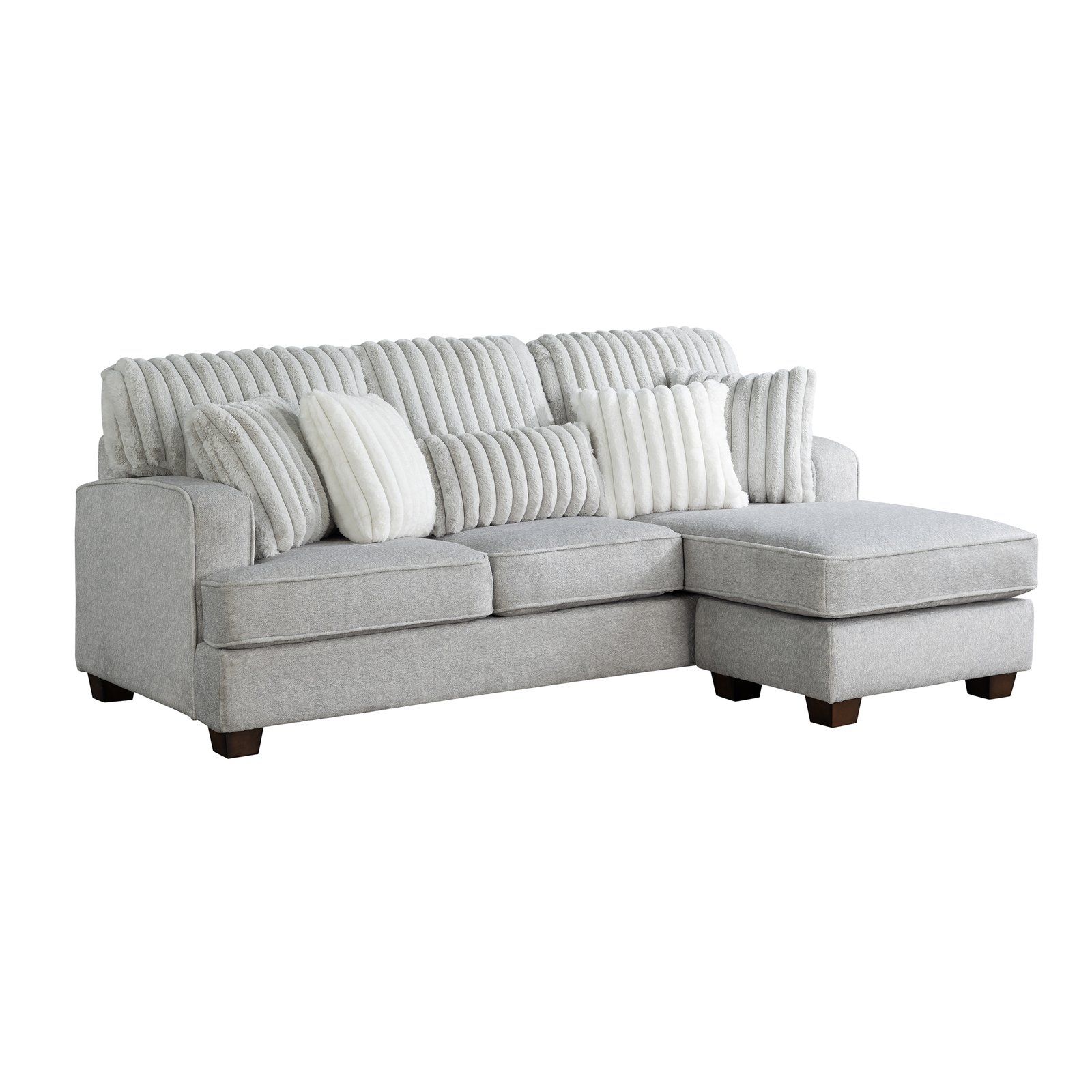 Haisley Modern Light Gray Reversible Sectional with Pillows