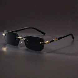 Luxury Rimless Gold Detail Sunglasses – Brand New w/ Case 🔥   