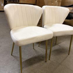 Modern Dining Chairs, Velvet Accent Living Room Chairs, Set of 2, Upholstered Side Chair with Golden Metal Legs for Dining Room Kitchen Vanity Patio (