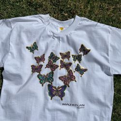 Vintage y2k 90s butterfly print tee shirt mexico