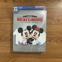 Mickey & Minnie: 10 Classic Shorts Volume 1 (Disney100 Edition) [Walmart Exclusive] Blu-ray Combo Pack (Blu-ray + DVD + Collectible Pin)