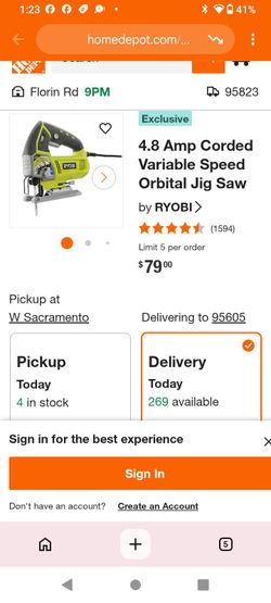 Ryobi 4.8 Amp Corded Orbital Jig Saw