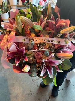 Roses and stargazing lilies