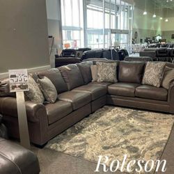 Real Leather 2 Piece Sectional Couch ⭐$39 Down Payment with Financing  No Needed Credit Check