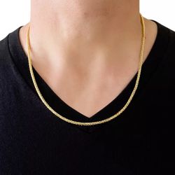 Square Wheat Link 22" Chain Necklace in 14k Gold