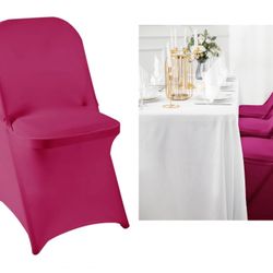 Spandex Chair Cover, 25PCS, Removable Washable Protector for Living Room, Folding Chairs, Party, Banquet, Wedding Event, Hotel (Fuchsia)