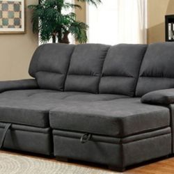 Brand New Grey Sectional Sofa Storage Sleeper 