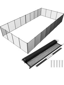 4×12FT, 350GMS Teslin Mesh Pool Safety Fence, Stainless Steel Feet, Triple Stitching Craftsmanship, Protecting Children and Pets, Black