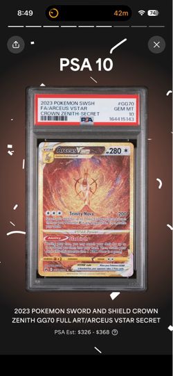 PSA 10 Arceus VSTAR Full Art Secret Rare GG70