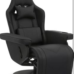 Gaming Recliner Chair - PU Leather, Adjustable Lumbar Support & Headrest with Back Massager