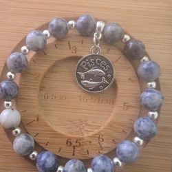 8mm Blue Dot Jasper Pisces Bracelet