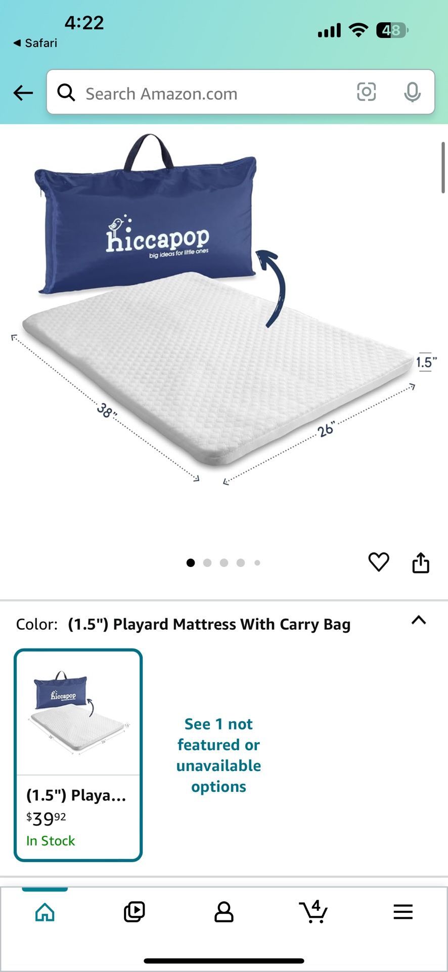 hiccapop Pack and Play Mattress Pad for (38"x26"x1.5"), Playpen Pad, Playard Mattress for Pack and Play, Pack N Play Mattress Topper with Carry Bag an