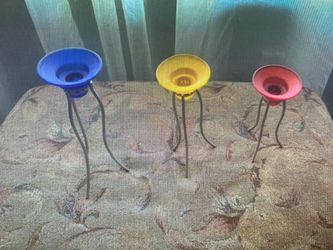 Set of 3 Colorful Candle Holders