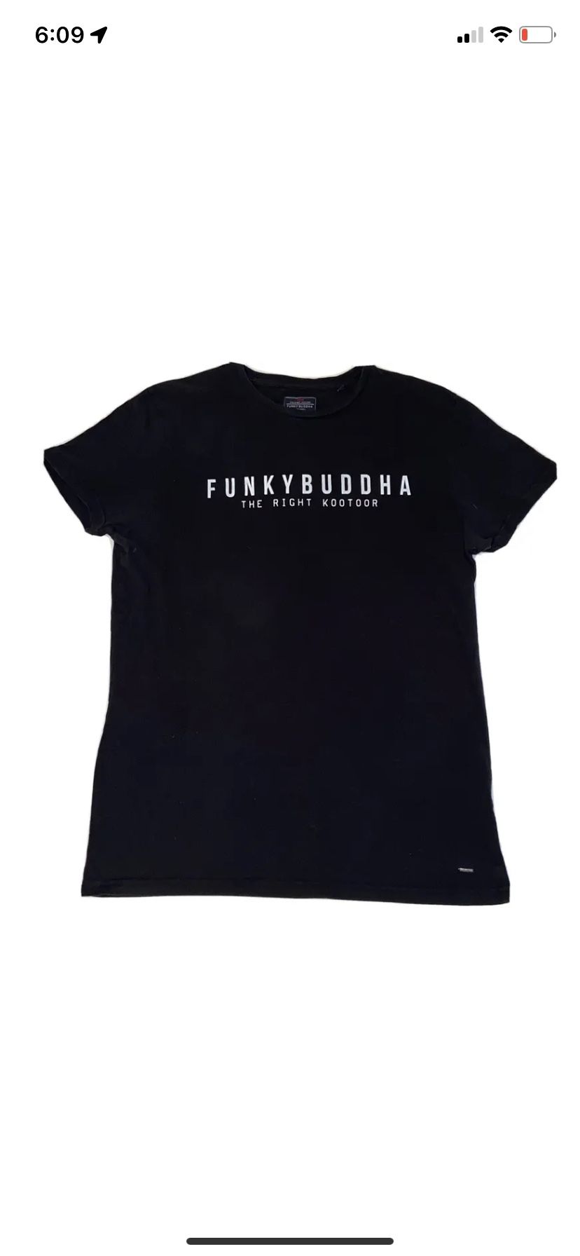FUNKY BUDDHA Shirt The Right Kootoor Mens Large Black White Basic Tee Greece