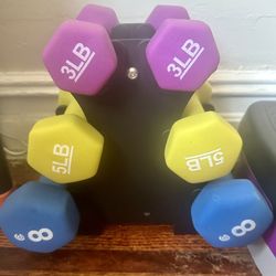 Set Of 3 Dumbbells With Rack 