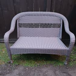 3 Piece Painted Wicker Bench And Chairs