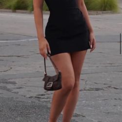 MESHKI Angela Black Mini Dress 