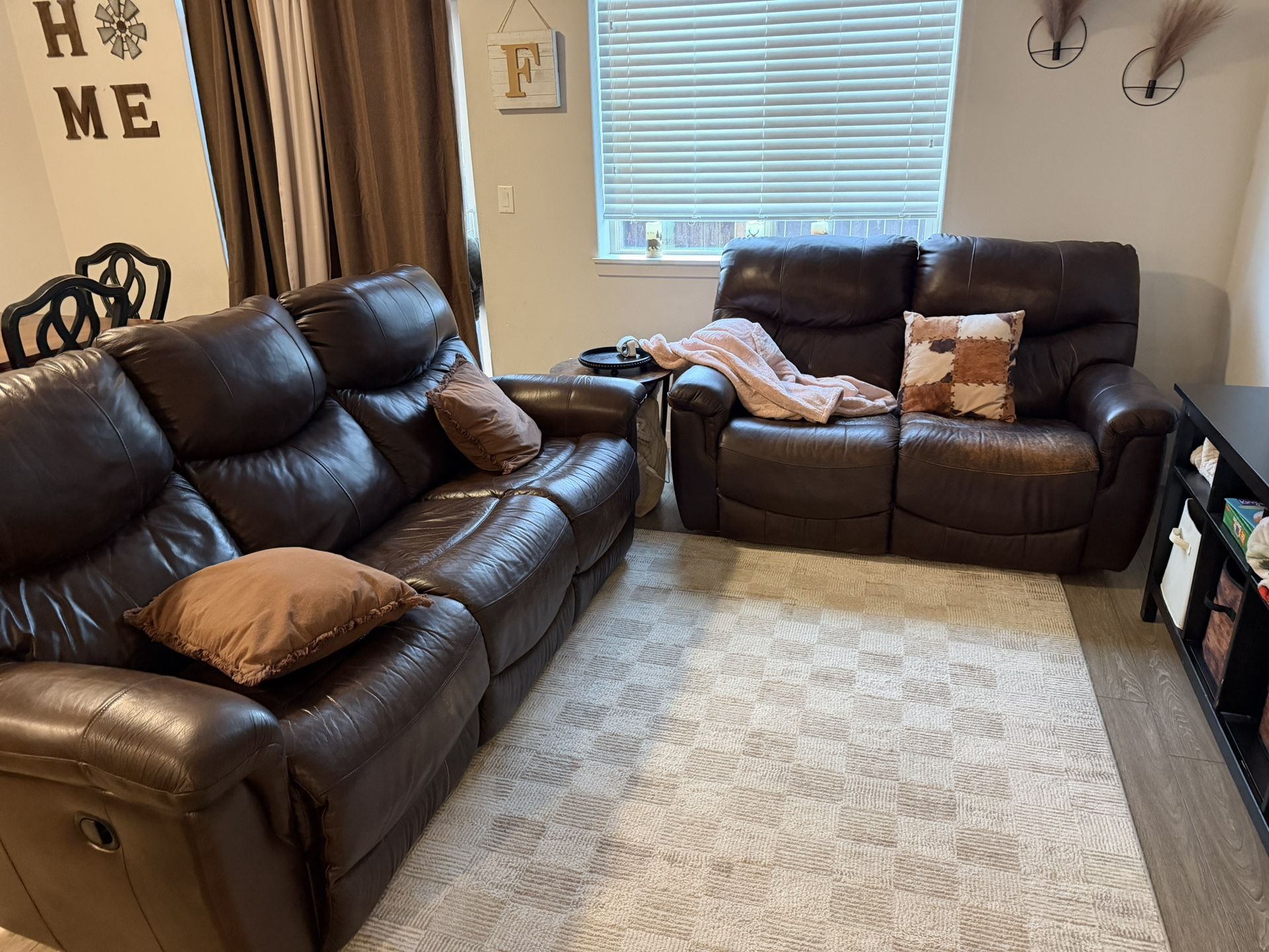 Leather Reclining Couch Set