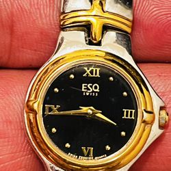 ESQ  Esquire Womens Watch  Stainless Steel Silver Gold Water Resistant Battery Black Quartz