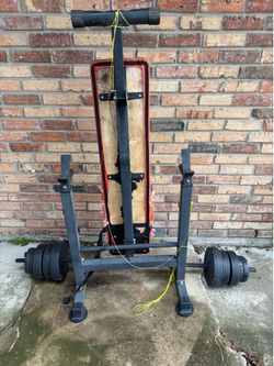 Weights and workout bench