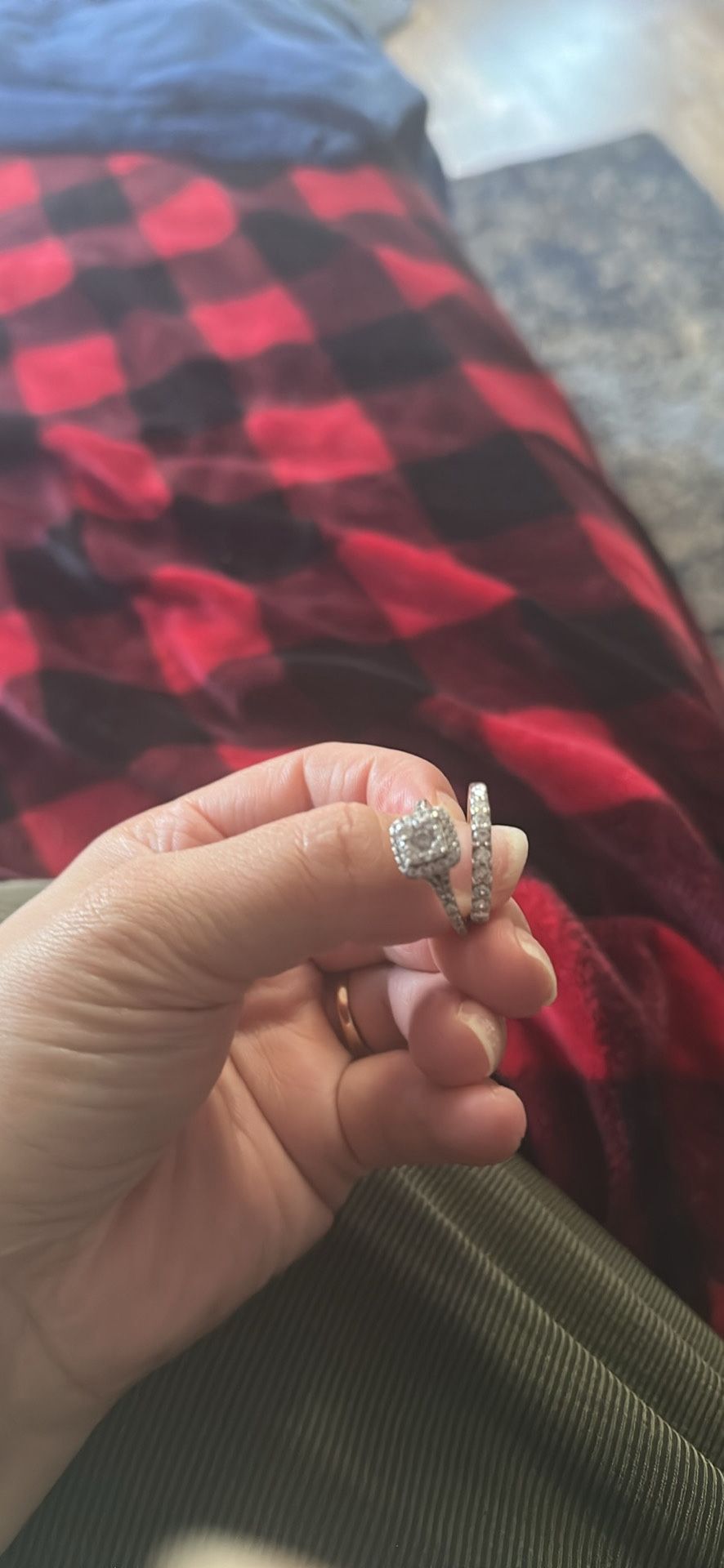 Wedding Band And Engagement Ring Set  