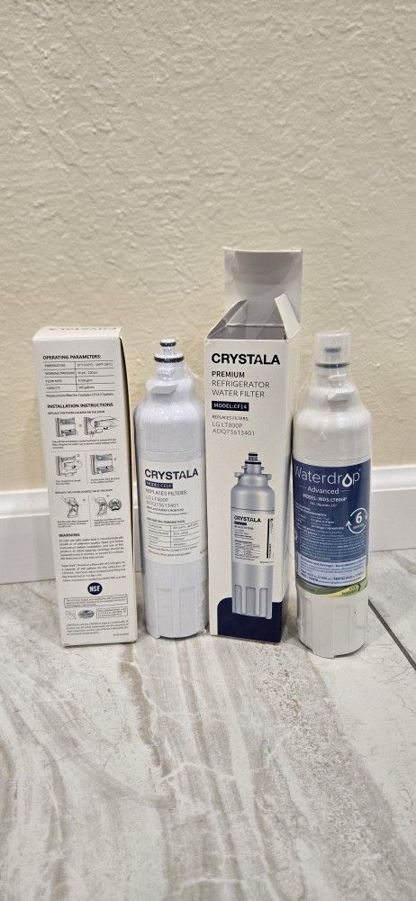 Crystala Refrigerator Water Filter Model:CF14 LG LT800P. All 3 Filters For $8