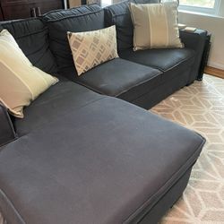 94"x64"36" Dark Blue Sectional Sleeper Sofa with Storage