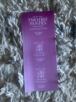 Victoria Secret Two Free Panties Coupon With Any Purchase Expires 10/11/2026. Hurry Up Come Get It Before It Expires