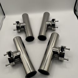 4 Pieces of 1" to 1.75" Rail Mount Clamp-on Fishing Rod Holder, Stainless Steel ( AFR)