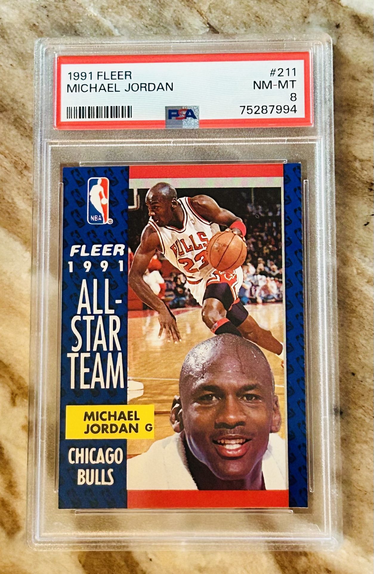 NBA 1991 Fleer Chicago Bulls Michael Jordan PSA Graded 8 NM-MT Basketball Card