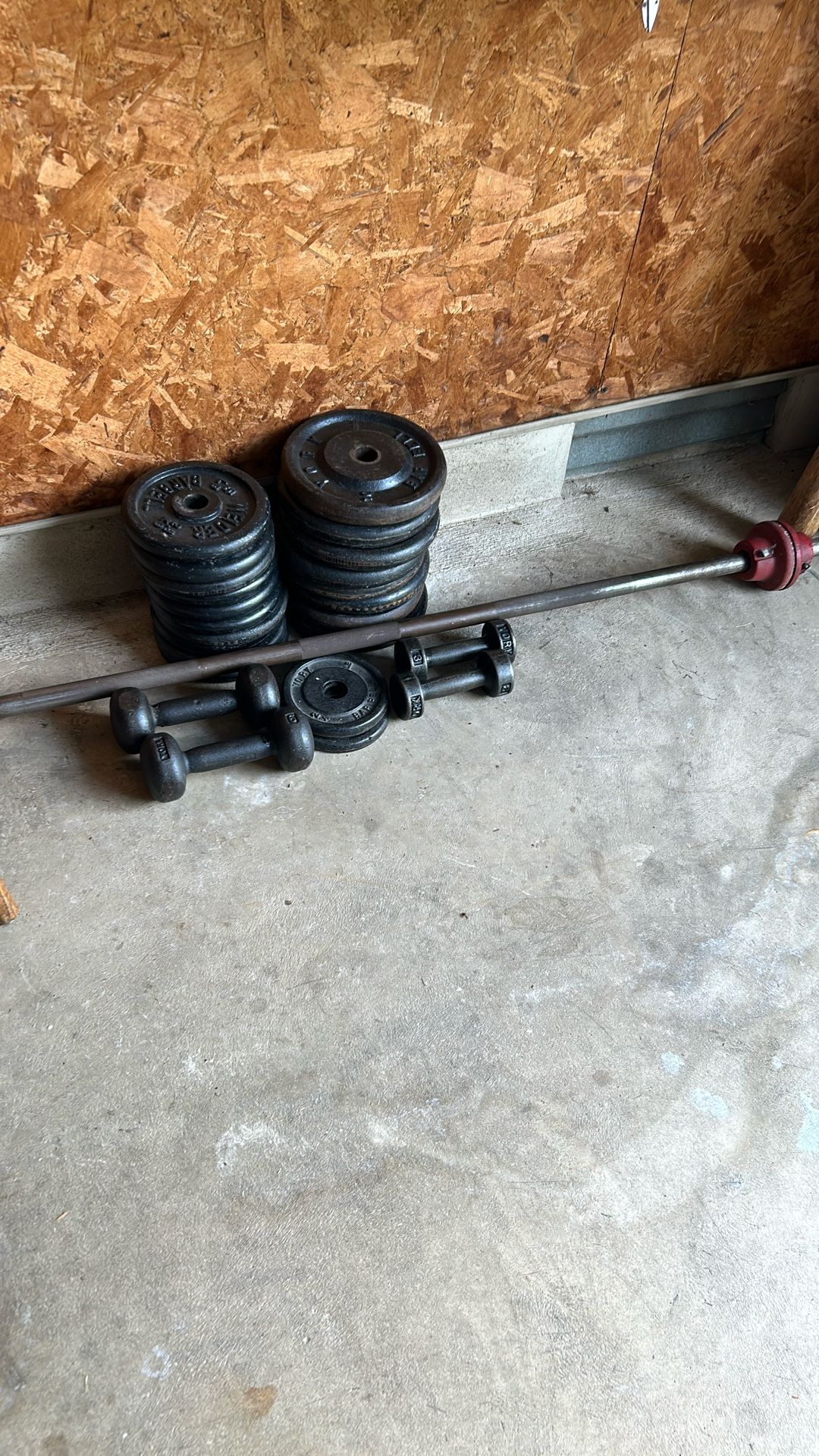185 Pound York Barbell Weights, And Bar