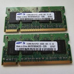 Samsung Laptop RAM SODIMM Memory 1GB x2 512MB DDR2 533 2Rx16 PC2-4200S