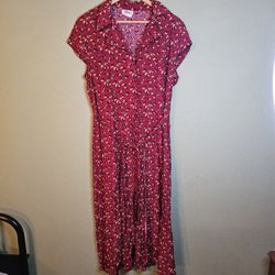 Red Floral Darian Dress (Size Unknown, Likely Medium)
