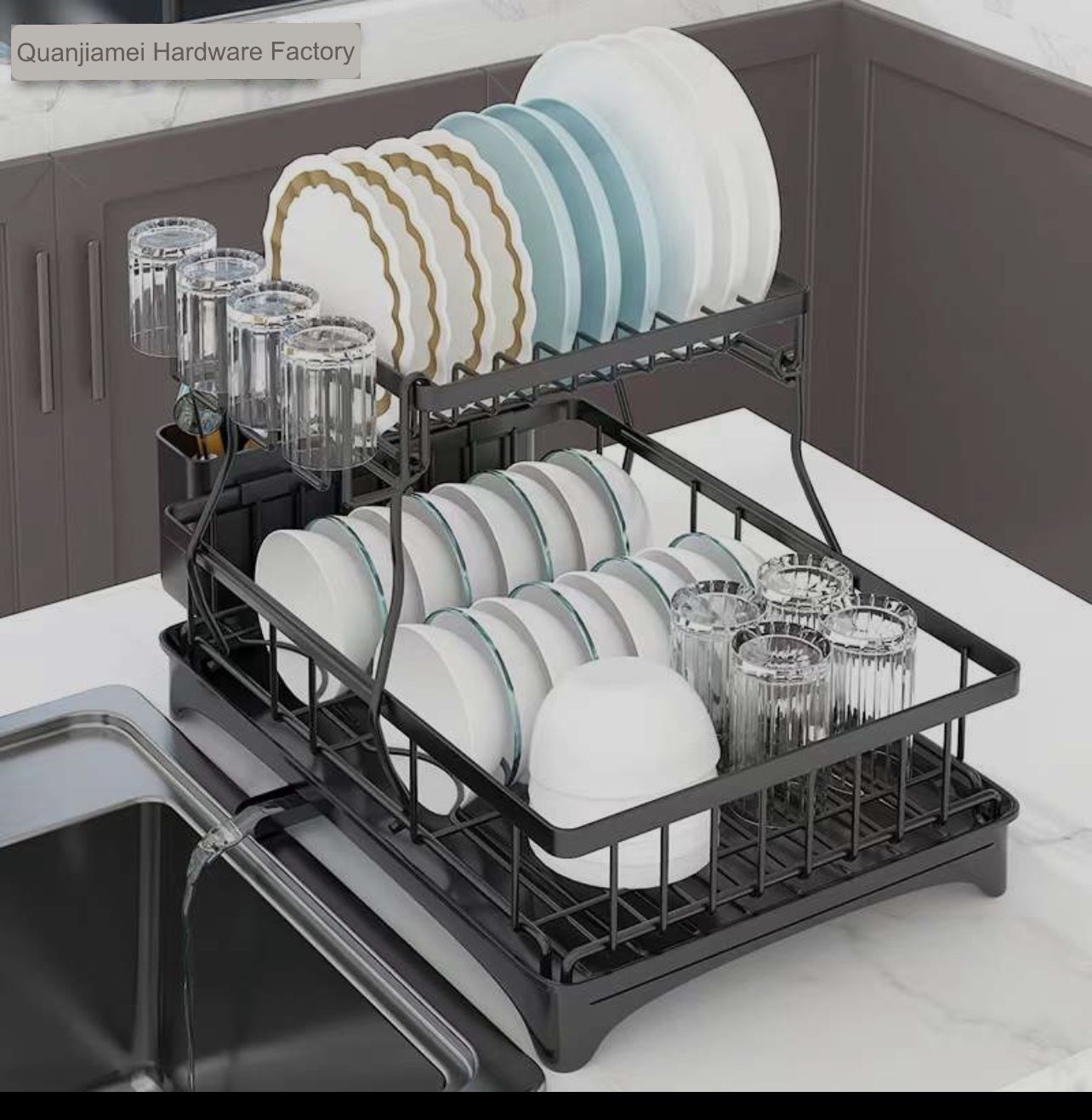 Korea Sino art high-end stainless steel double-deck draining dish rack