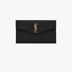 YSL Uptown Pouch In Black With Gold