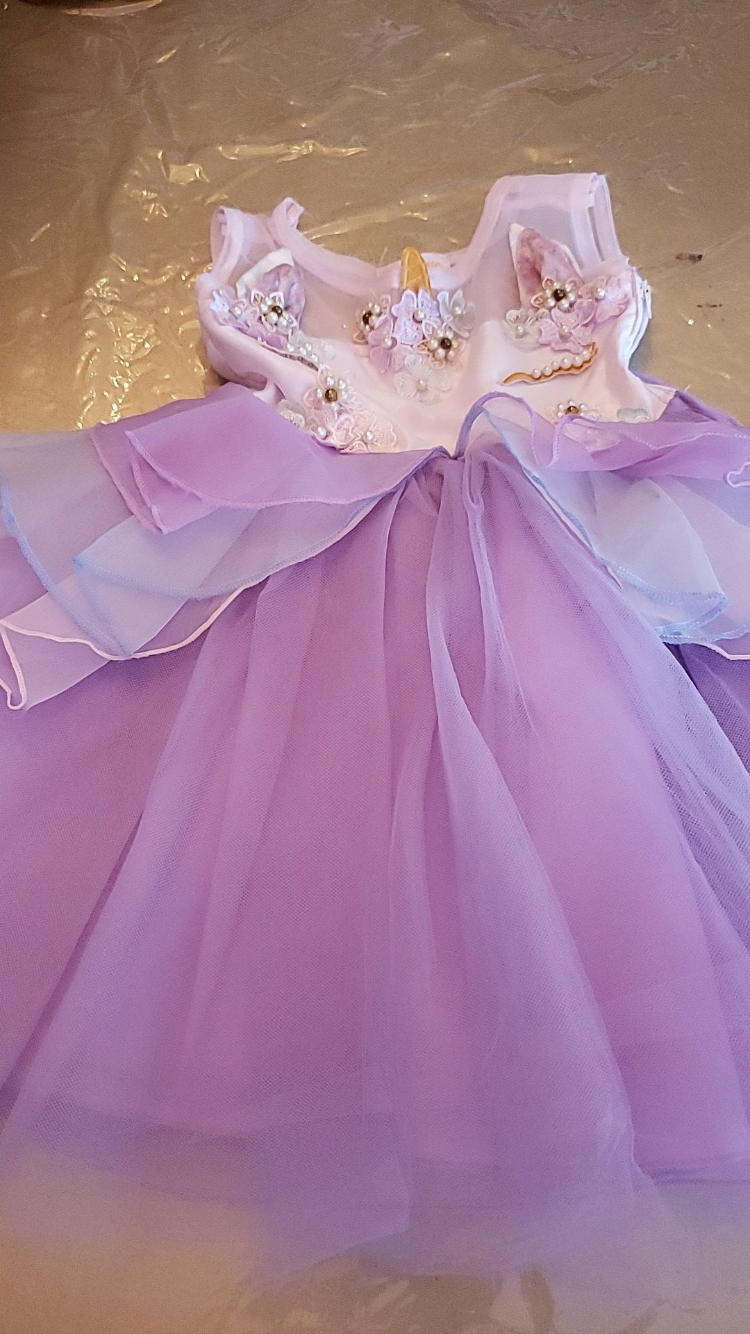 unicorn dress with pearl and flowers . tutu unicorn dress size 3
