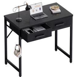 Pamray 32 Inch Small Computer Desk with 2 Drawers