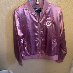 Crssd Bomber Pink Silk Jacket Small