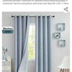 Light Blue/ Gray Curtain Panels
