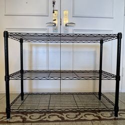  3 Tier Heavy Duty Shelf Metal Coated Black Epoxy Size 35”L x 14”W x 27”H Practically New Priced To Sell 